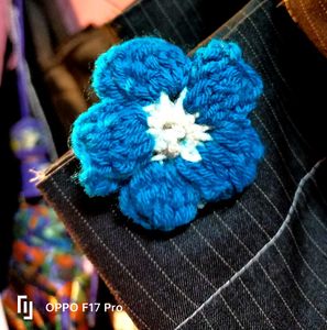 Blue Crochet Flower Hair Clips