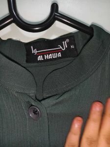 Al Hawa Dark Olive Green Abaya – Button Down, Styl