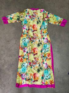 Elegant Floral Long Kurti Gown with Inner