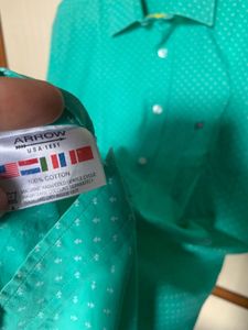 Arrow Sport Sea Green Pure Cotton Casual Shirt