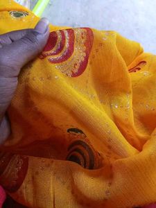 Yellow colored Matka Georgette Saree