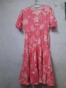 Floral Tiered Pink Dress