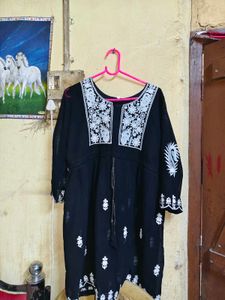 Black Embroidered Kurta ( L Size )
