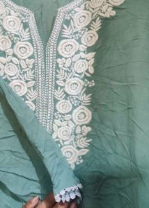 Embroidered Teal Tunic Top