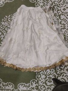 Elegant White Embellished Skirt