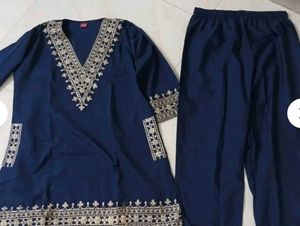 Elegant Blue Embroidered Kurta Set