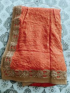 Orange Embellished Sari