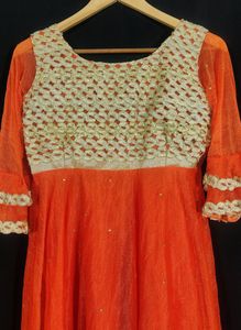 Deep Orange Lace Kurti (Women)