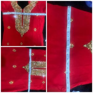 2Bright red colour party wear Punjabi suit 2 peace