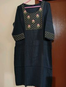 Charcoal Straight Kurti Comfortable For Summer