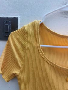 Cute Yellow Ribbed Top