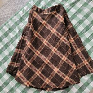 Plaid Wool Knee Length Skirt