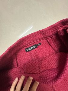 Burgundy Button-Front Winter Skirt 26-28 waist