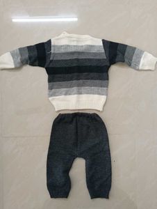 Babyhug Full Sleeves Striped Sweater &amp; Pajama Set