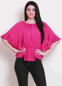 Pink Ruffle Sleeve Top
