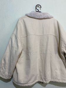 Cream Fleece Collar Jacket