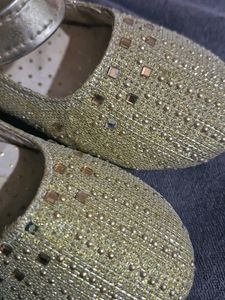 Gold Glitter Mary Ballies Shoe