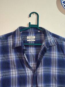 Blue Plaid Button-Down Shirt
