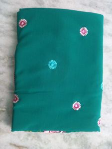 Elegant Embroidered Green Saree