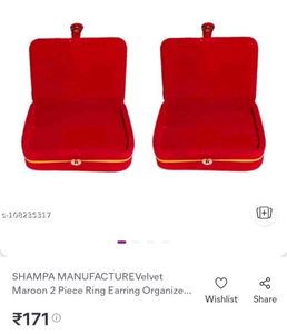 Red Velvet Ring &amp; Earring Jwellery Organiser