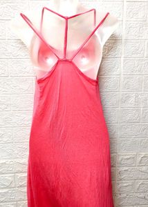 Peach Designer Back Cotton Comfy Dress
