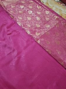 Pink Banarasi Silk Saree Fabric