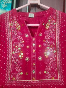 Pink Embroidered Anarkali Kurti