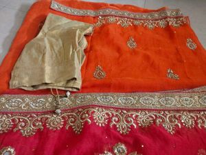 Elegant Red &amp; Orange Saree