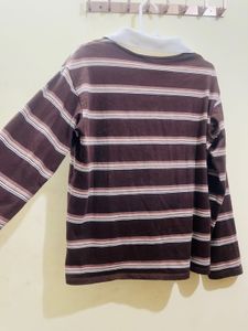 Hm Polo Collar Striped Shirt