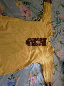 Yellow Kurti with Gold Detail