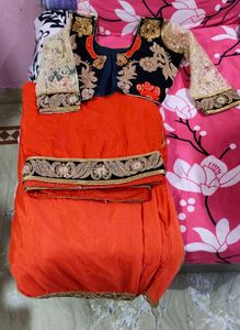 red girlish look saree