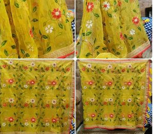 Organza Floral Embroidered Saree For Girls