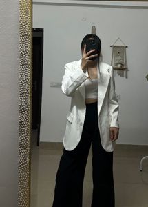 White Double Breasted Blazer
