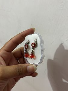Red Floral Dangle Earrings