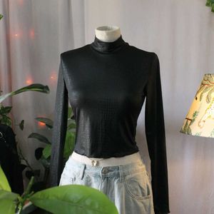 Black Mock Neck Top
