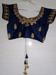Elegant Blue &amp; Gold Embellished Indian Dress