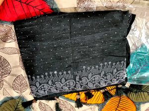Black Embellished Saree with Blouse Piece