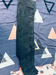 Women Trendy Grey Cargo Jeans