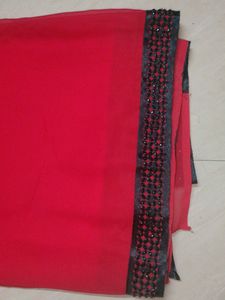 Beautiful Red Saree With Black Border