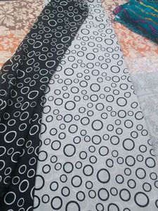 Chiffon Black And White Saree
