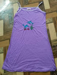Vintage Purple Dolphin Embroidered Cami Dress