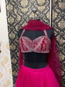 Pink Embroidered Lehenga Choli with Dupatta