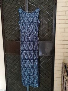 Navy Sequin Lace Gown