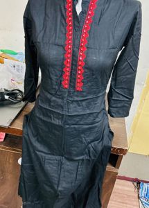 Black Kurti with Red Embroidery