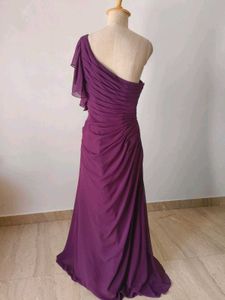 Elegant Purple One-Shoulder Gown