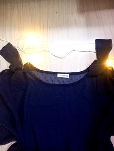 Navy Blue Sheer Blouse