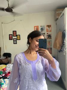 Lavender Lucknowi Kurti