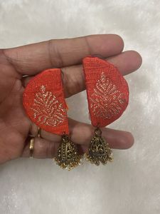 Orange Jhumka Earrings