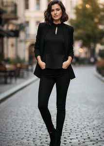 🖤Elegant Black Peplum Top with Lace Detail🖤