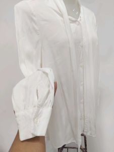 Vintage White Tie-Neck Blouse